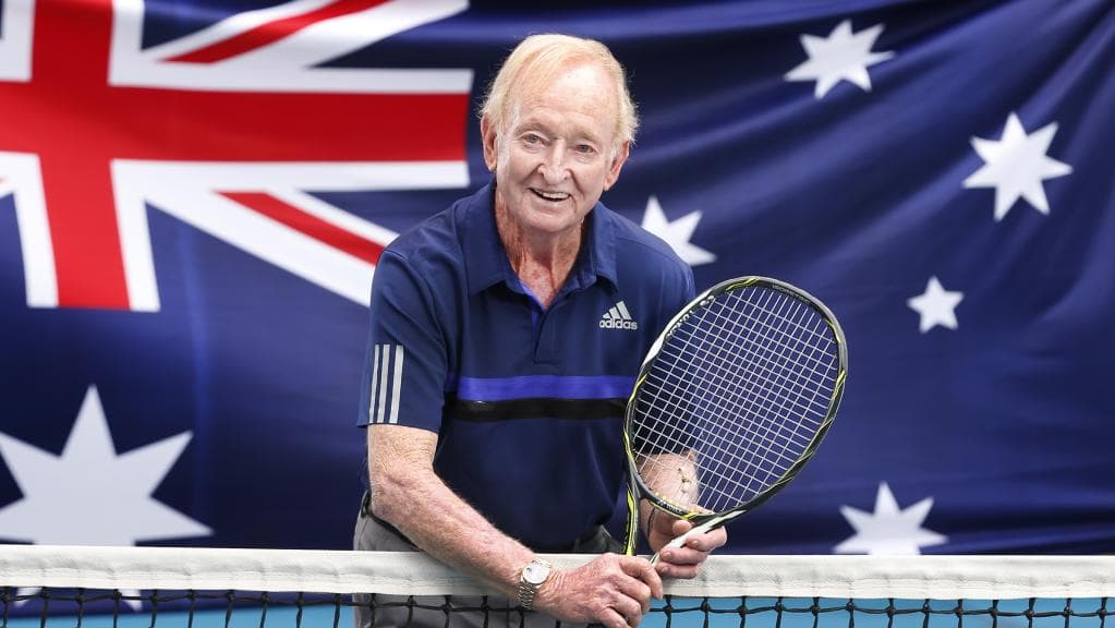 Rod Laver ahead an Australian flag