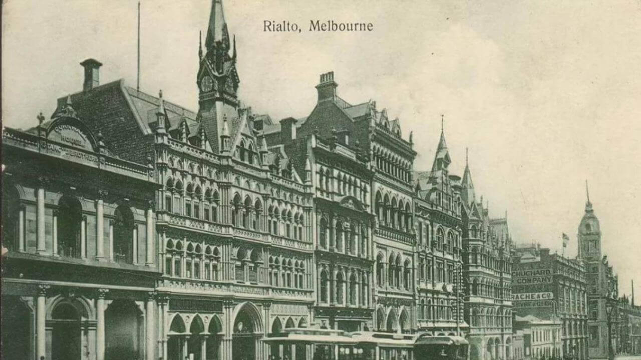 Photograph of the Rialto building 1890-1950